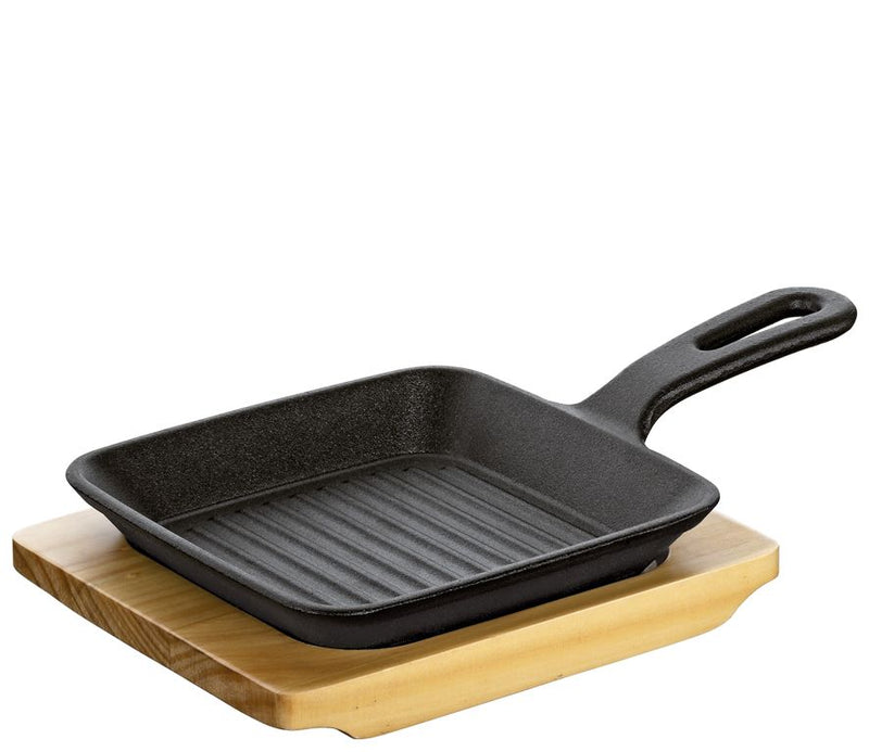 Küchenprofi BBQ Grill-/Servierpfanne mit Holzbrett 23 x 13,5cm