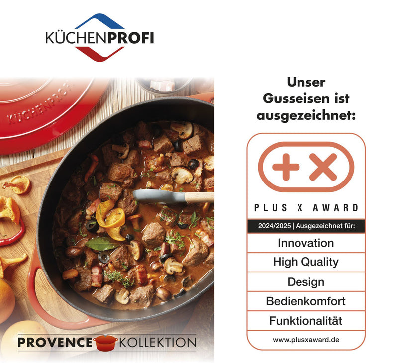 Küchenprofi Provence cast iron wok with glass lid, 30 cm black