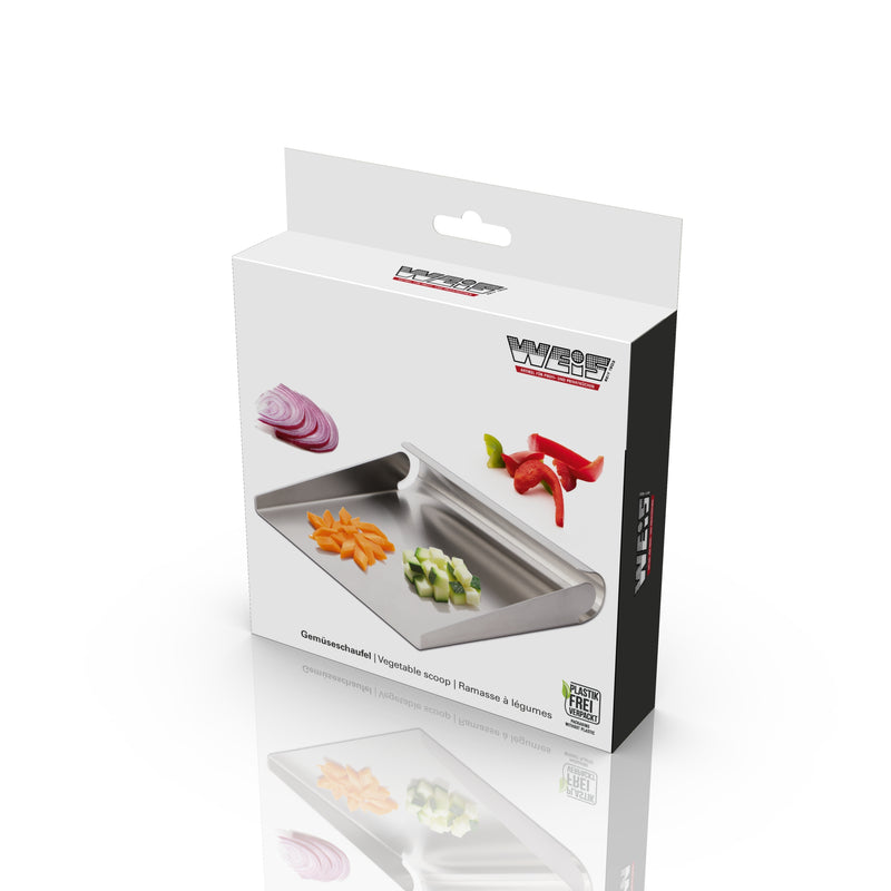 Vegetable scoop made of stainless steel