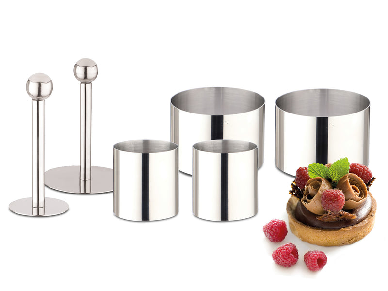 Dessertringe Edelstahl Set 4 inkl. 2 Drücker