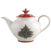 Villeroy und Boch Toy's Delight Kanne mit Deckel. Motiv Tannenbaum mit roten und goldenen Kugeln
