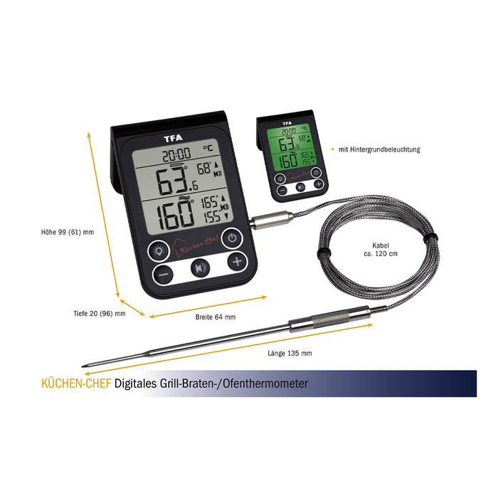 TFA Digitales Grill-Braten-/Ofenthermometer Küchen-Chef