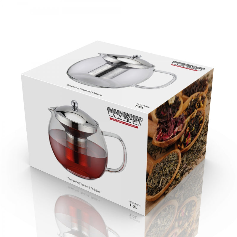 Teekanne aus Borosilikatglas mit Teefilter