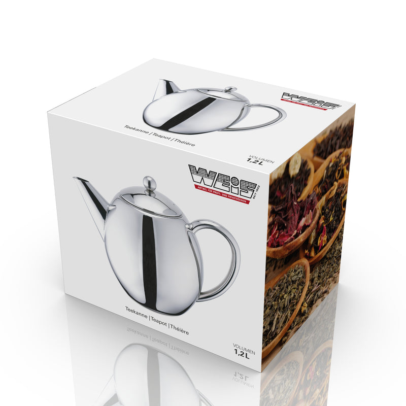 Teekanne Edelstahl doppelwandig 1200 ml mit Filter