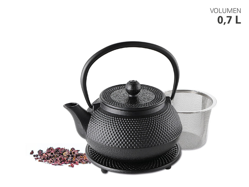 Teekanne Gusseisen mit Untersetzer