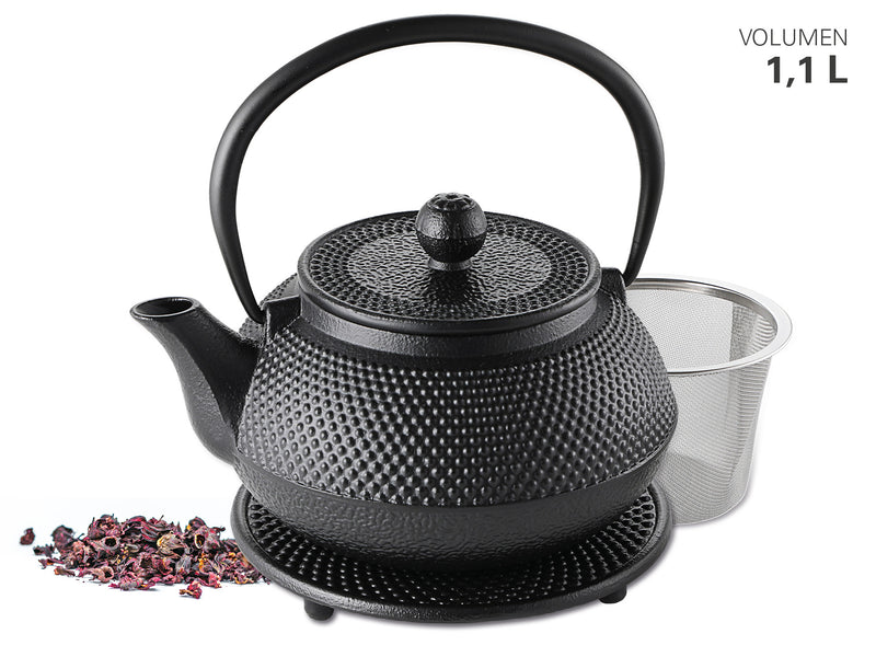 Teekanne Gusseisen mit Untersetzer