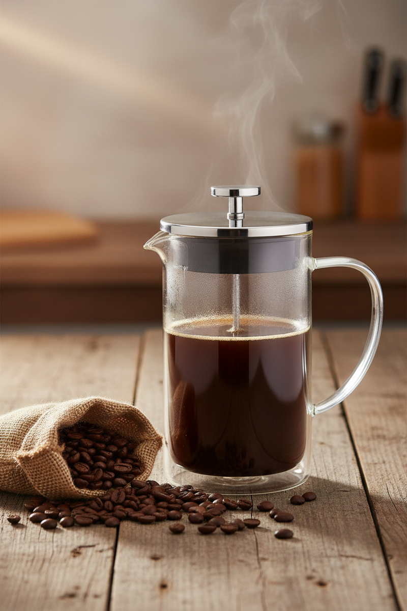 Kaffee- und Teebereiter, Borosilikatglas doppelwandig