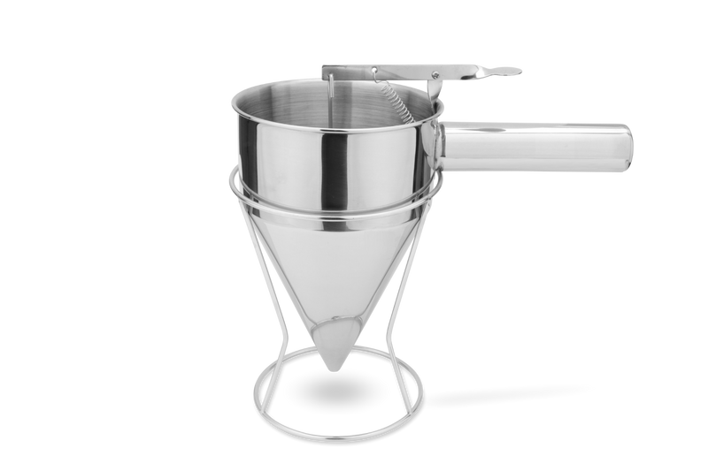 Profi Dosiertrichter 1 Liter mit Ständer - Edelstahl für Teig, Saucen & Schokolade