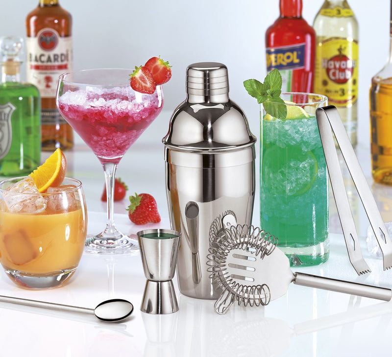 Cilio Bar Set CLASSIC 5-teilig - Cocktailshaker Set aus poliertem Edelstahl