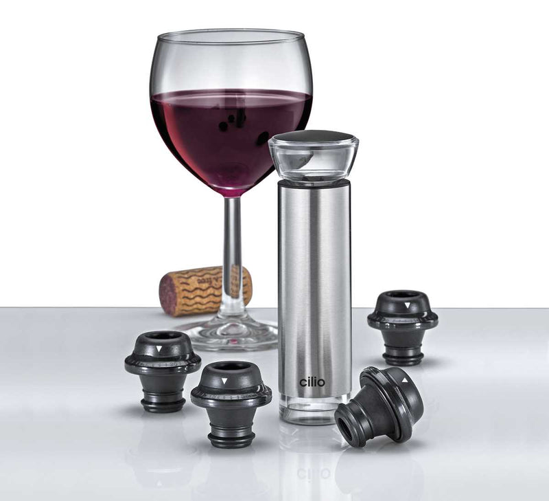 Cilio wine pump Campania with 4 stoppers