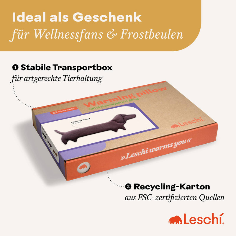 Leschi Körnerkissen für Mikrowelle, Wärmekissen Nacken-Dackel
