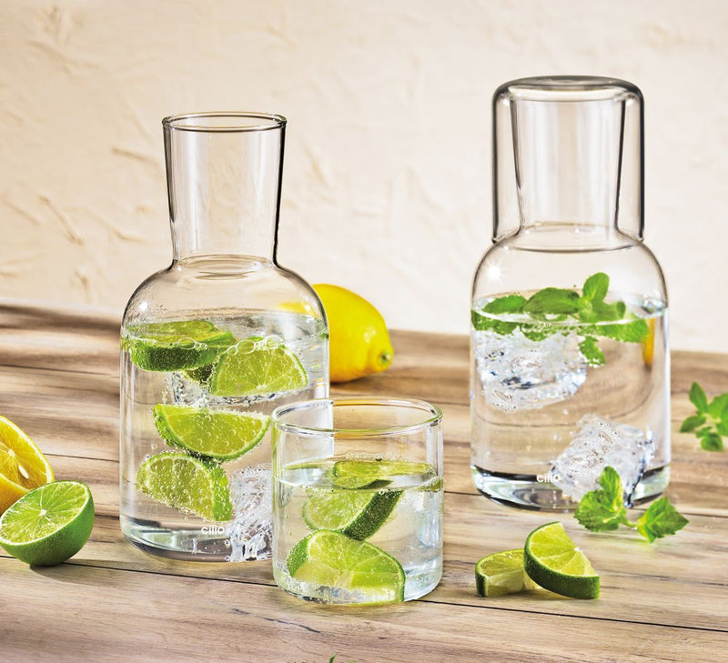 Cilio Wasserkaraffe LORENZO mit Trinkglas - 750 ml Borosilikatglas
