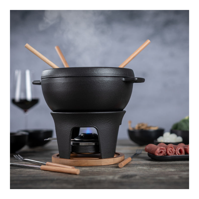 Kuhn Rikon Fleisch- und Käsefondue Set Gusseisen Glacier 2L