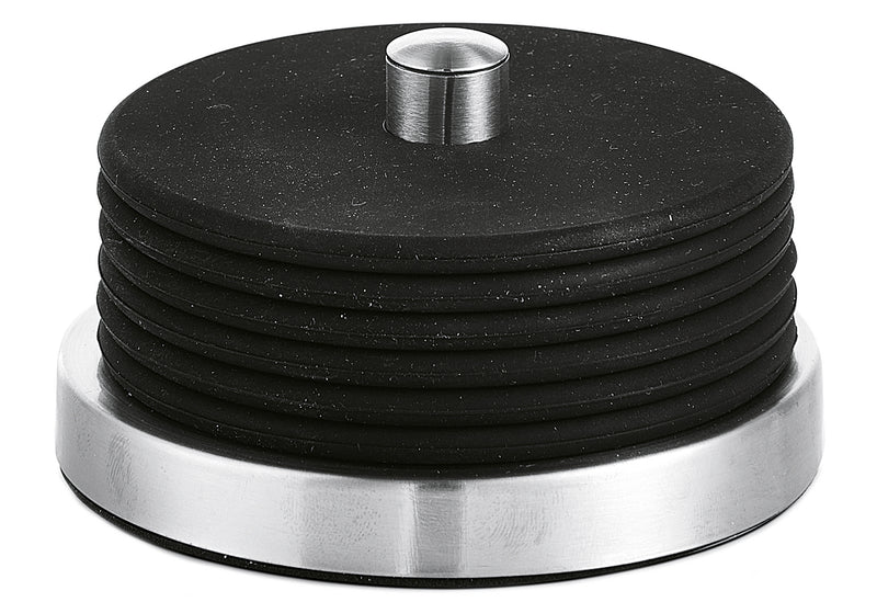 Glas-Untersetzer Edelstahl / Silikon 6cm Ø10cm schwarz 7teilig