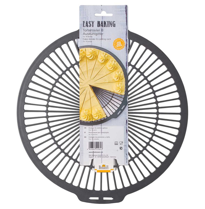 Birkmann Tortenteiler & Auskühlgitter, Easy Baking, Ø 30 cm, Dunkelgrau, für 16 Kuchenstücke
