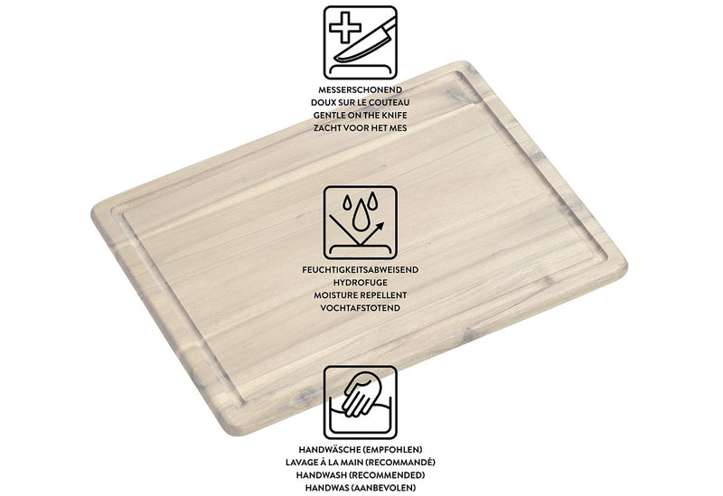 Chefs & Co Schneidbrett Akazienholz mit Saftrille 38x28x1,5cm