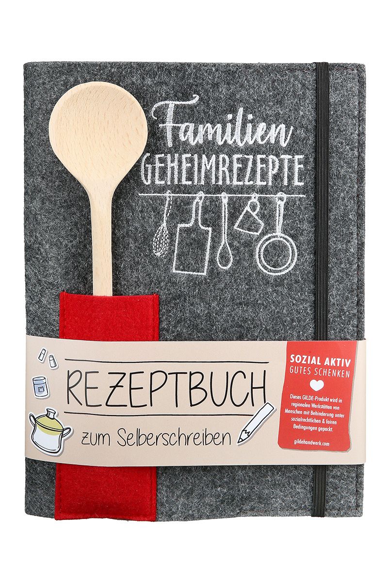 Gilde cookbook with wooden spoon felt grey