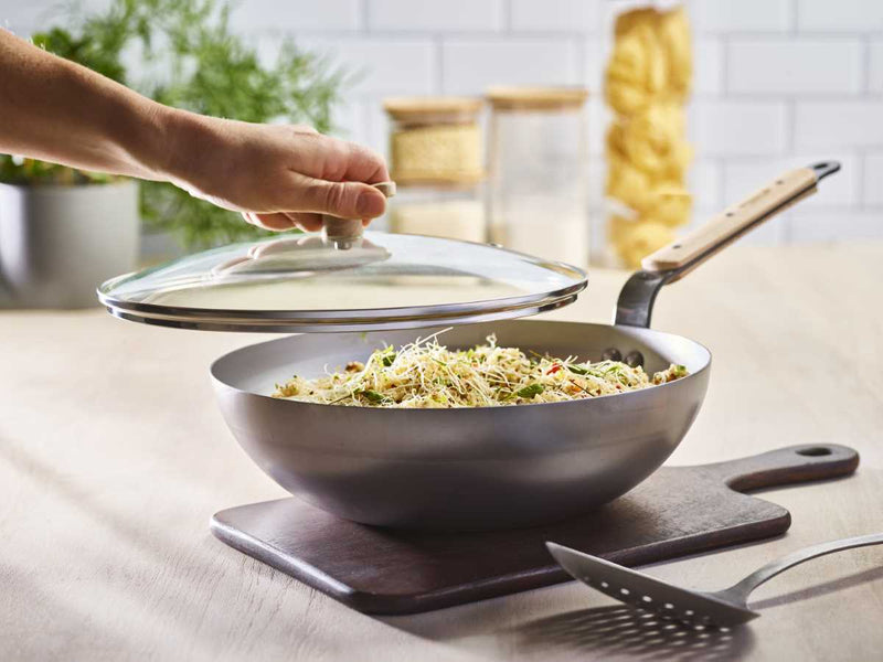 de Buyer Eisen konischer Wok Mineral B Bois mit Holzgriff