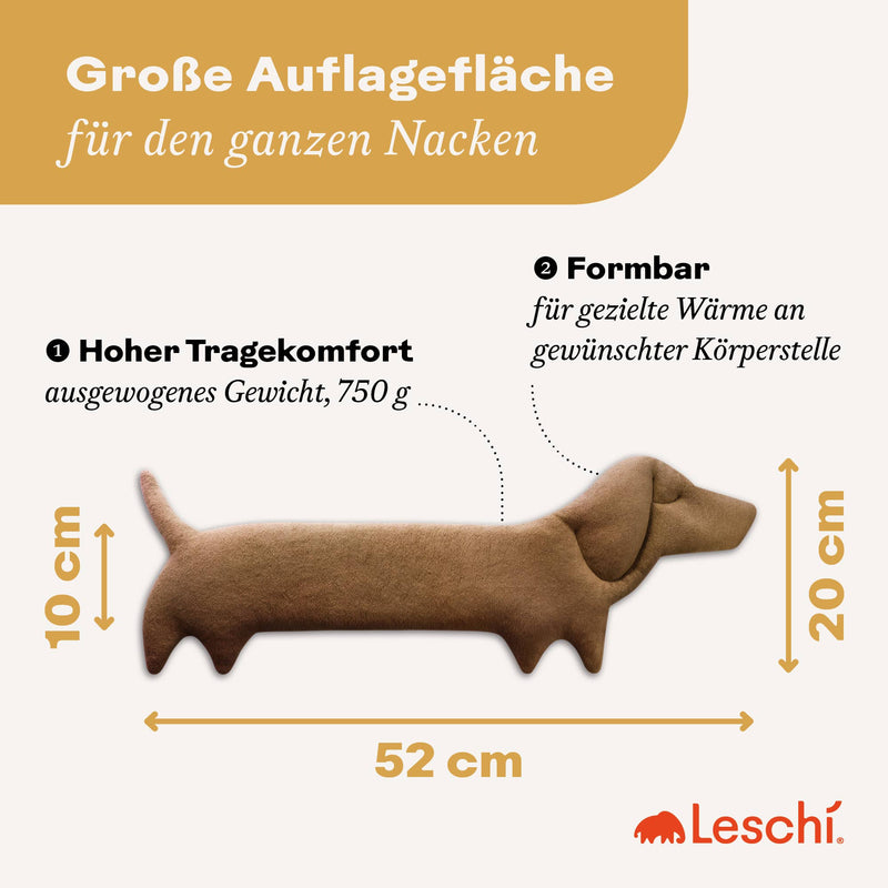 Leschi Körnerkissen für Mikrowelle, Wärmekissen Nacken-Dackel