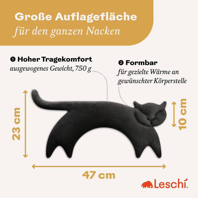 Leschi Körnerkissen für Mikrowelle, Wärmekissen Nacken-Katze