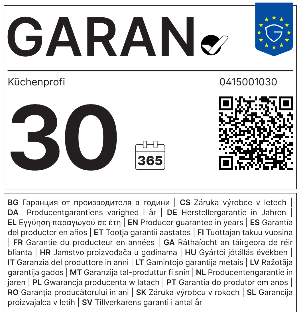 GARAN-Label zur Herstellergarantie