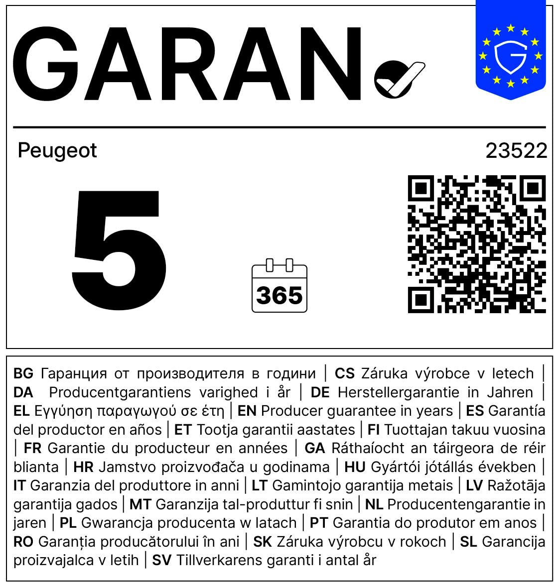 GARAN-Label zur Herstellergarantie