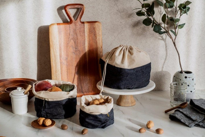 Nuts cork bread bag or fruit basket L 24cm