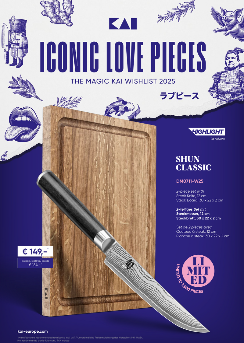 Kai Shun Classic Set, Steakmesser × Steakbrett