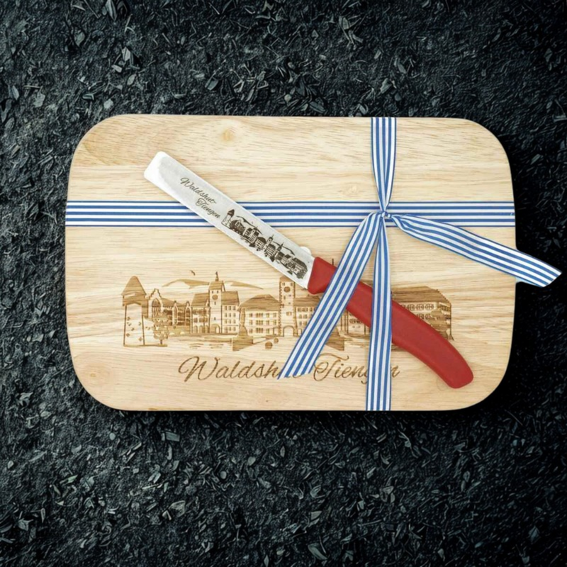 Small snack board with knife Waldshut-Tiengen, bundle red