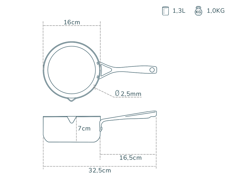 Olavson Kupfer Stielkasserolle Pure Edition 16cm