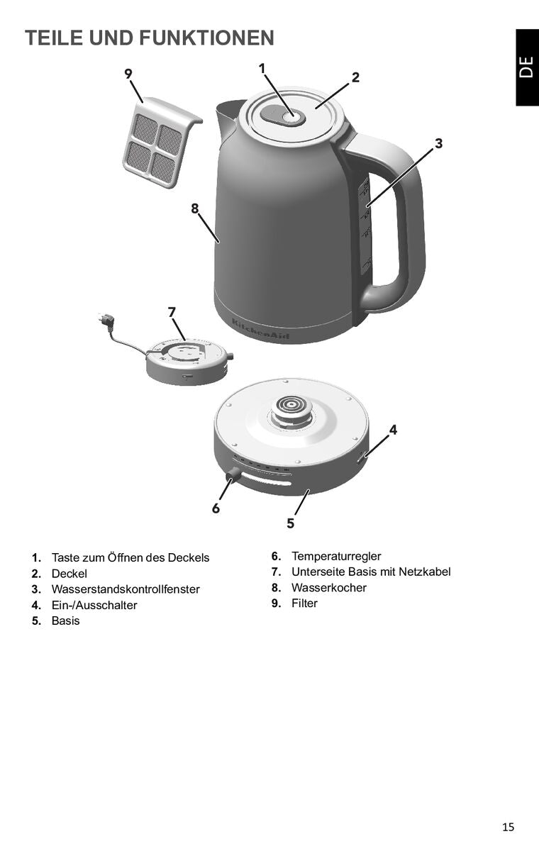 KitchenAid Wasserkocher 1,7L 5KEK1701 - Variable Temperaturkontrolle
