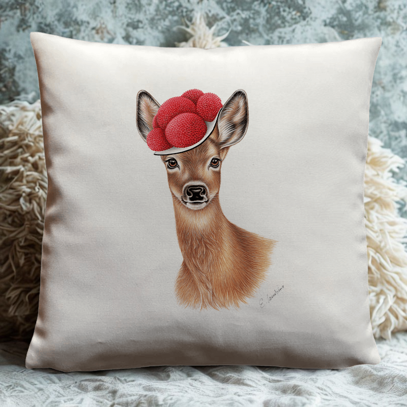 Schwarzwald Kissen leinenhaptik mit Tiermotiv, 40x40cm,