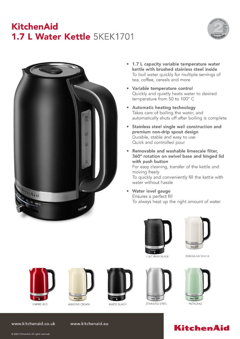 KitchenAid Wasserkocher 1,7L 5KEK1701 - Variable Temperaturkontrolle