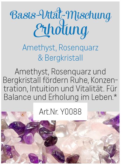 Edelstein Wasserstab 25cm, Amethyst, Rosenquarz & Bergkristall