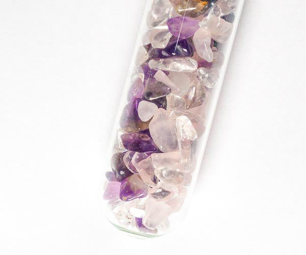 Edelstein Wasserstab 25cm, Amethyst, Rosenquarz & Bergkristall