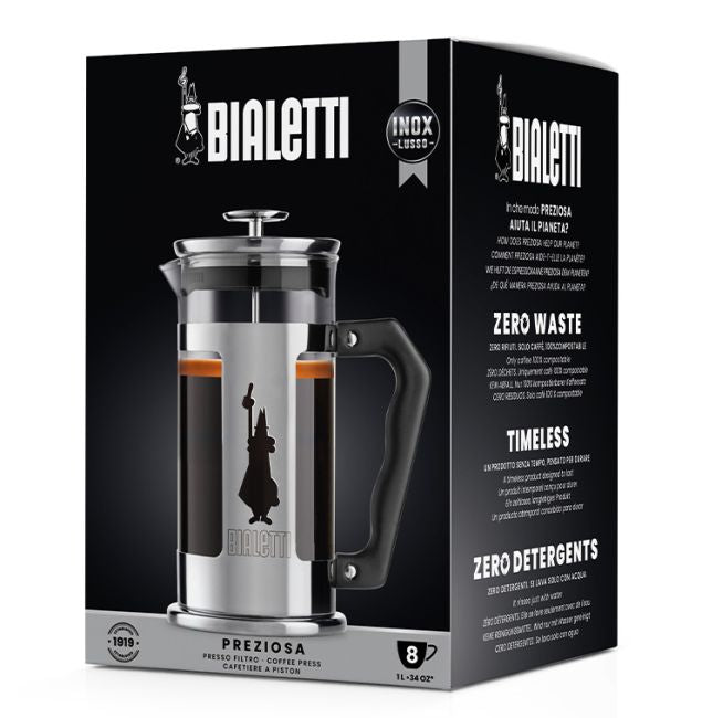 Bialetti Preziosa French Press Kaffee- und Teebereiter 1 Liter