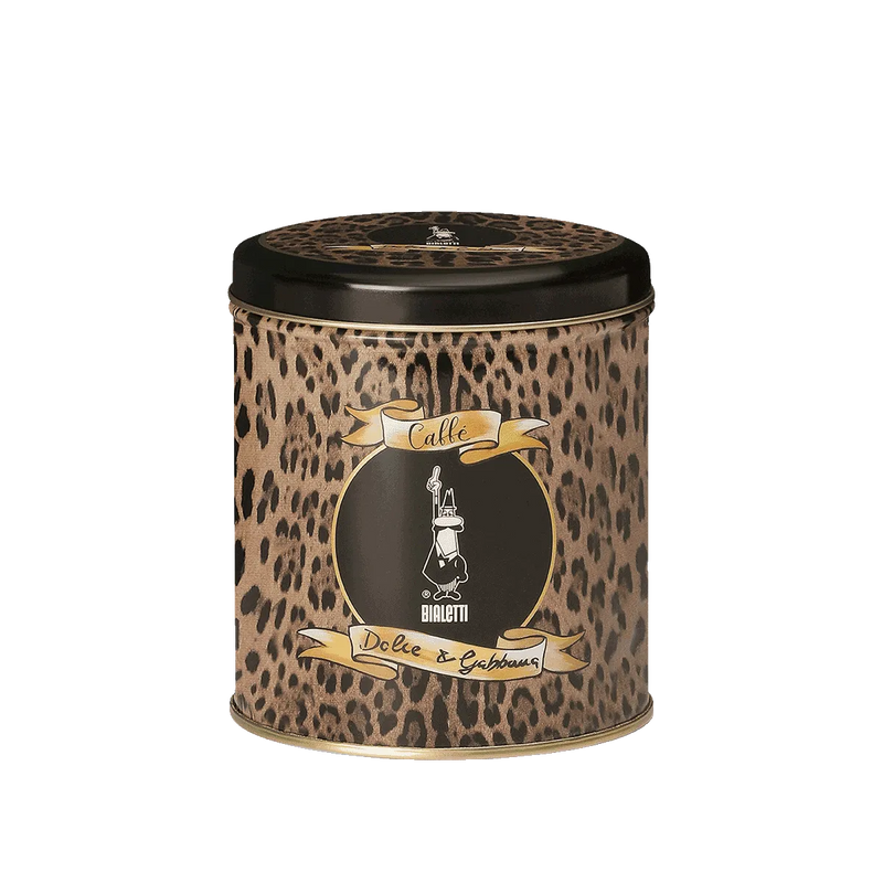 Bialetti Dolce & Gabbana Leopardo Kaffeedose und Perfetto Moka Kaffee, gemahlen 200g