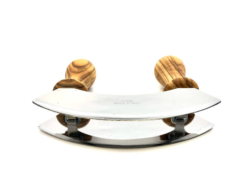 Wiegemesser aus Olivenholz mit Doppelklinge Edelstahl