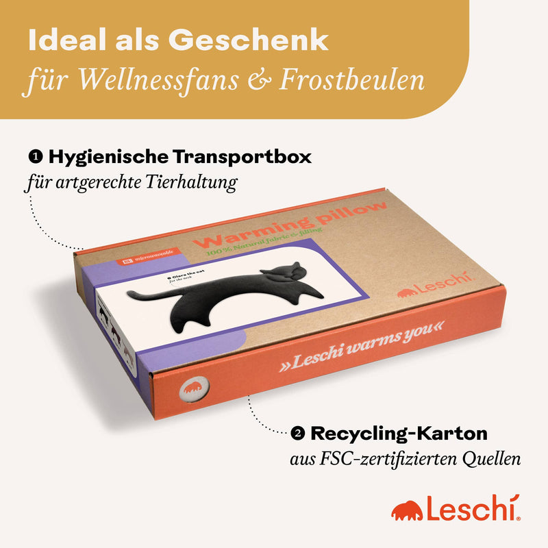 Leschi Körnerkissen für Mikrowelle, Wärmekissen Nacken-Katze