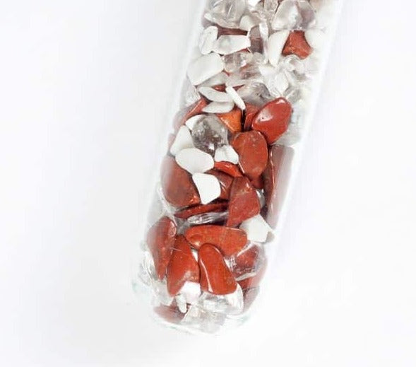 Edelstein Wasserstab 25cm, Jaspis rot, Bergkristall & Magnesit