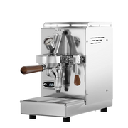 Elba Mini Lux Espressomaschine, 969.Coffee Kaffeemaschine, Edelstahl und Walnussholz Espressomaschine