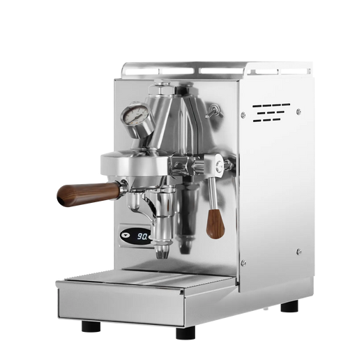 Elba Mini Lux Espressomaschine, 969.Coffee Kaffeemaschine, Edelstahl und Walnussholz Espressomaschine