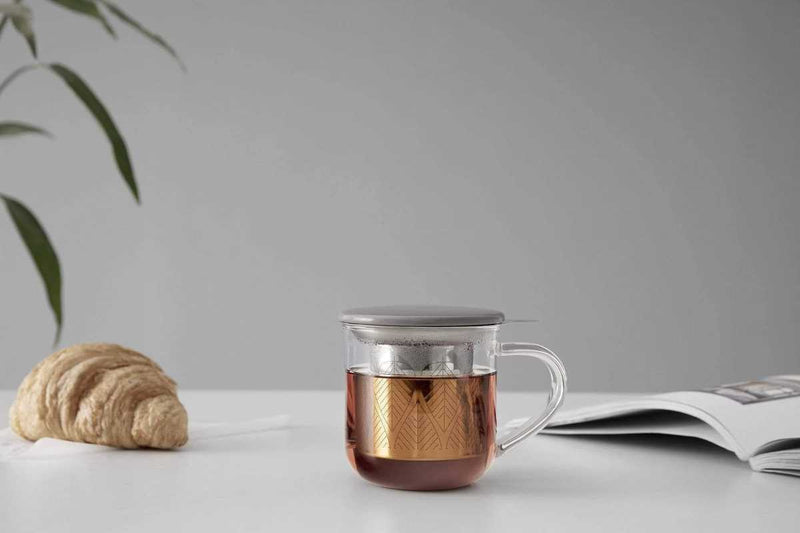 VIVA Minima glass cup Eva with tea strainer and lid 400ml,