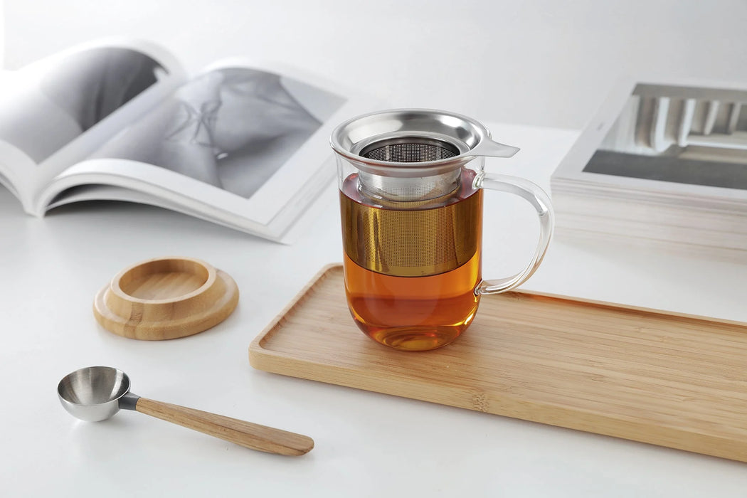 VIVA Minima glass mug Balance with wooden lid, 500 ml