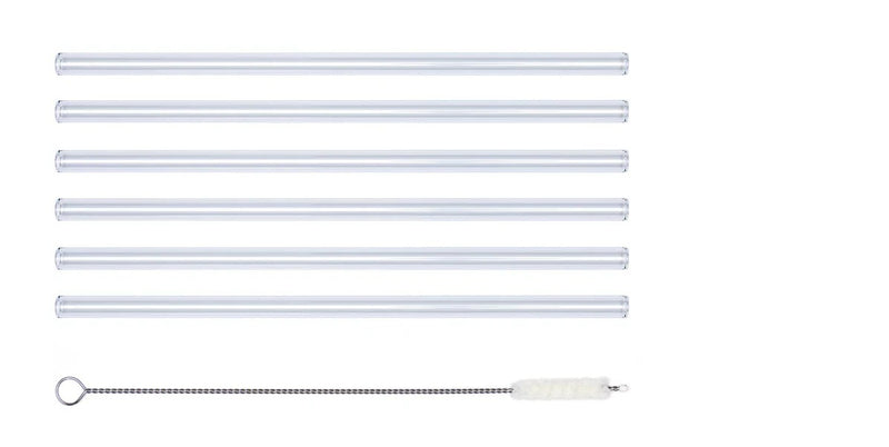 Optitherm glass drinking straws clear set 6