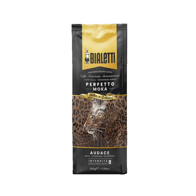 Bialetti Dolce & Gabbana Leopardo Kaffeedose und Perfetto Moka Kaffee, gemahlen 200g