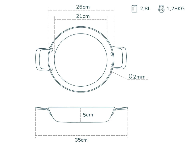 Olavson Kupferkern Servierpfanne 26cm
