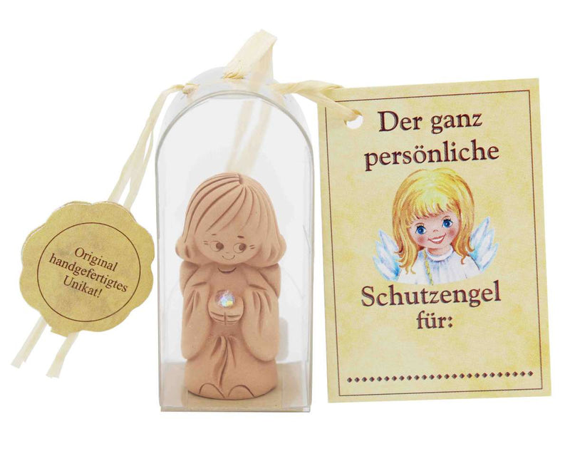 Clay guardian angel with crystal