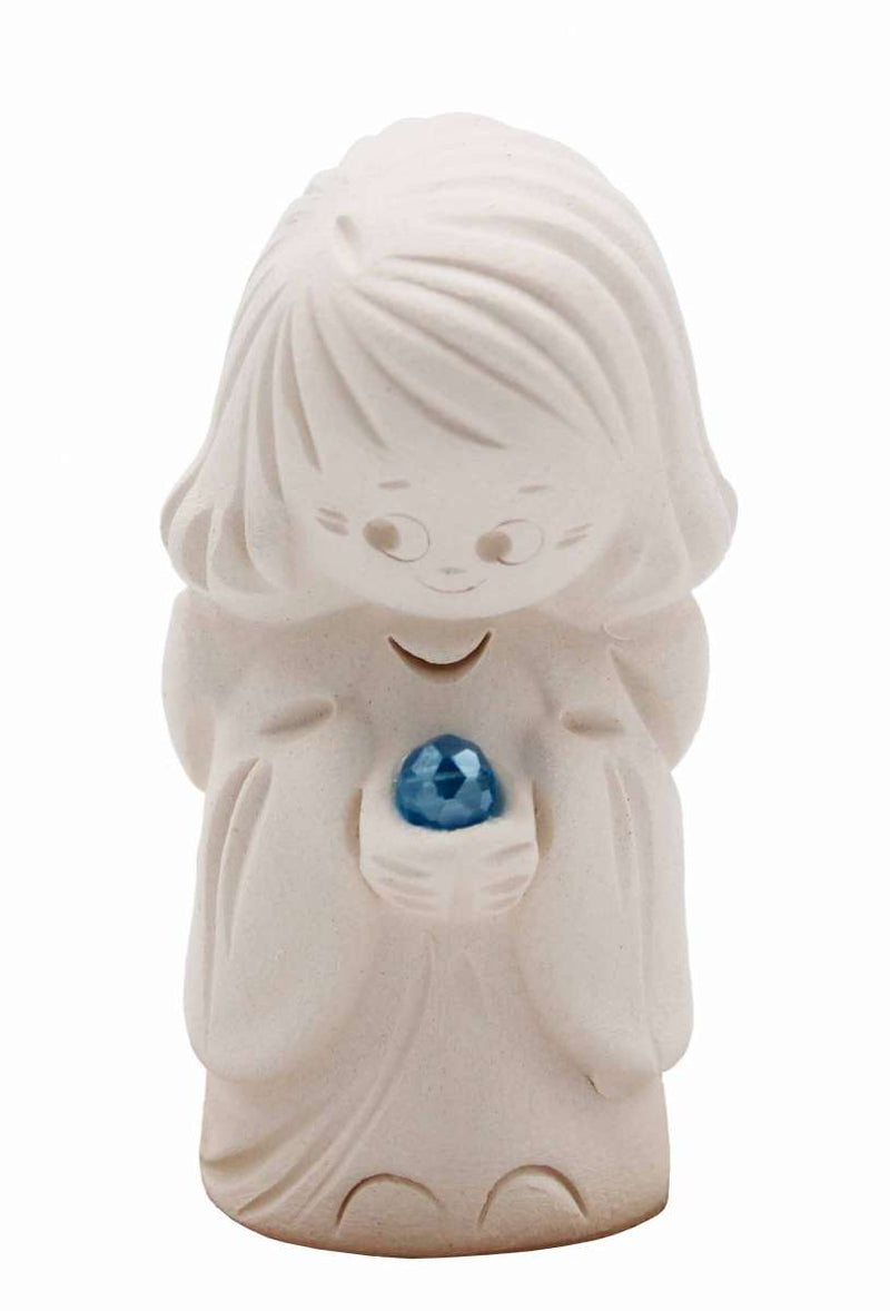 Clay guardian angel with crystal