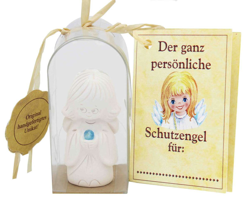 Clay guardian angel with crystal